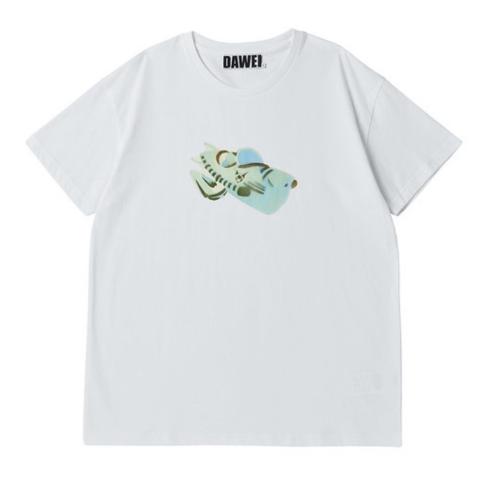 Dawei Men’s White Cotton Short Sleeve Graphic T-shirt